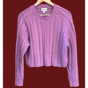 Open Edit Lilac Cable Knit Sweater Soft Girl Pastel Cozycore Modern Casual Chic